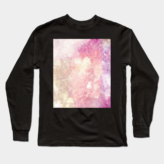 Pink,Cream and Purple Galaxy Marble Effect Design Long Sleeve T-Shirt by sarahwainwright